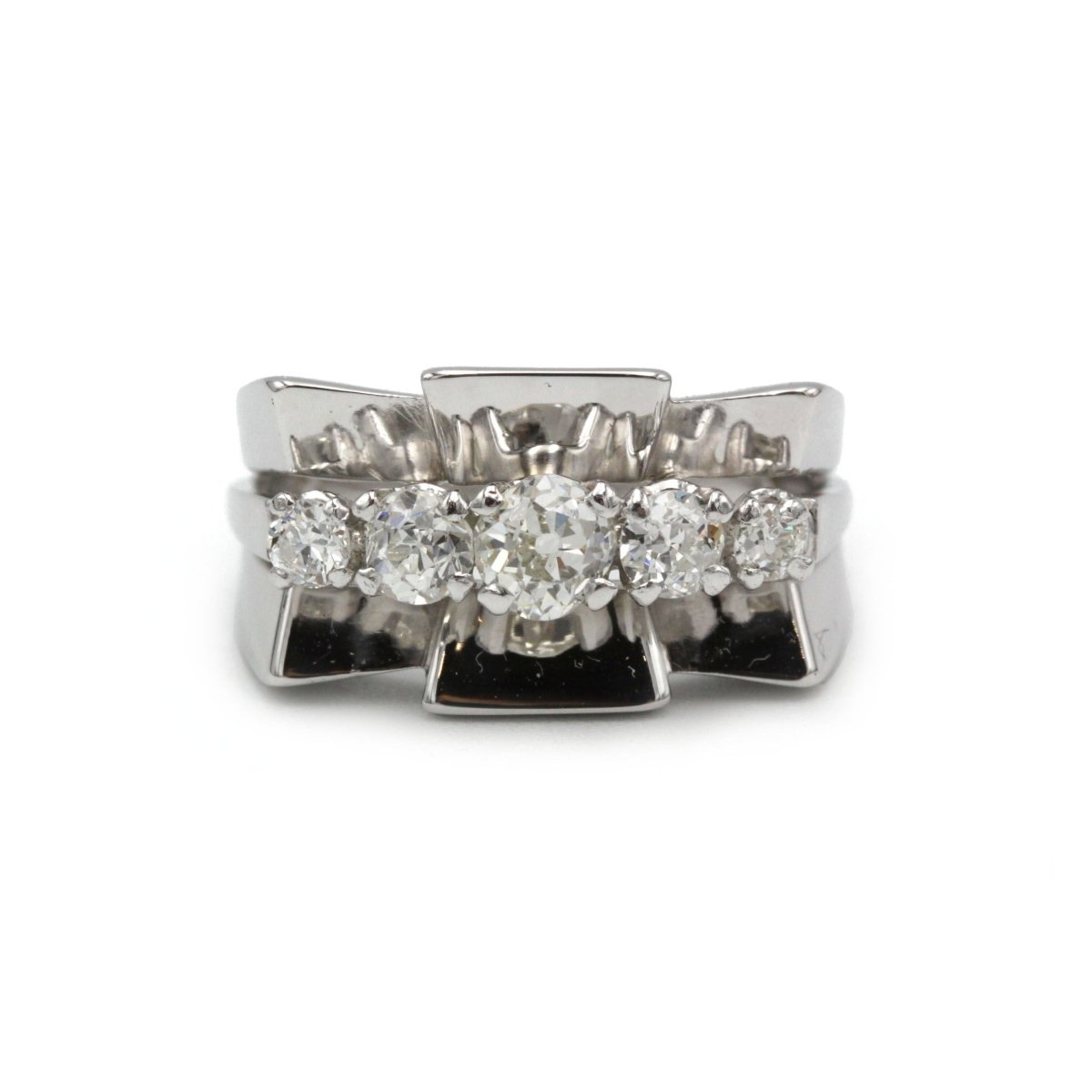 Bague Tank en or blanc et diamants - Castafiore