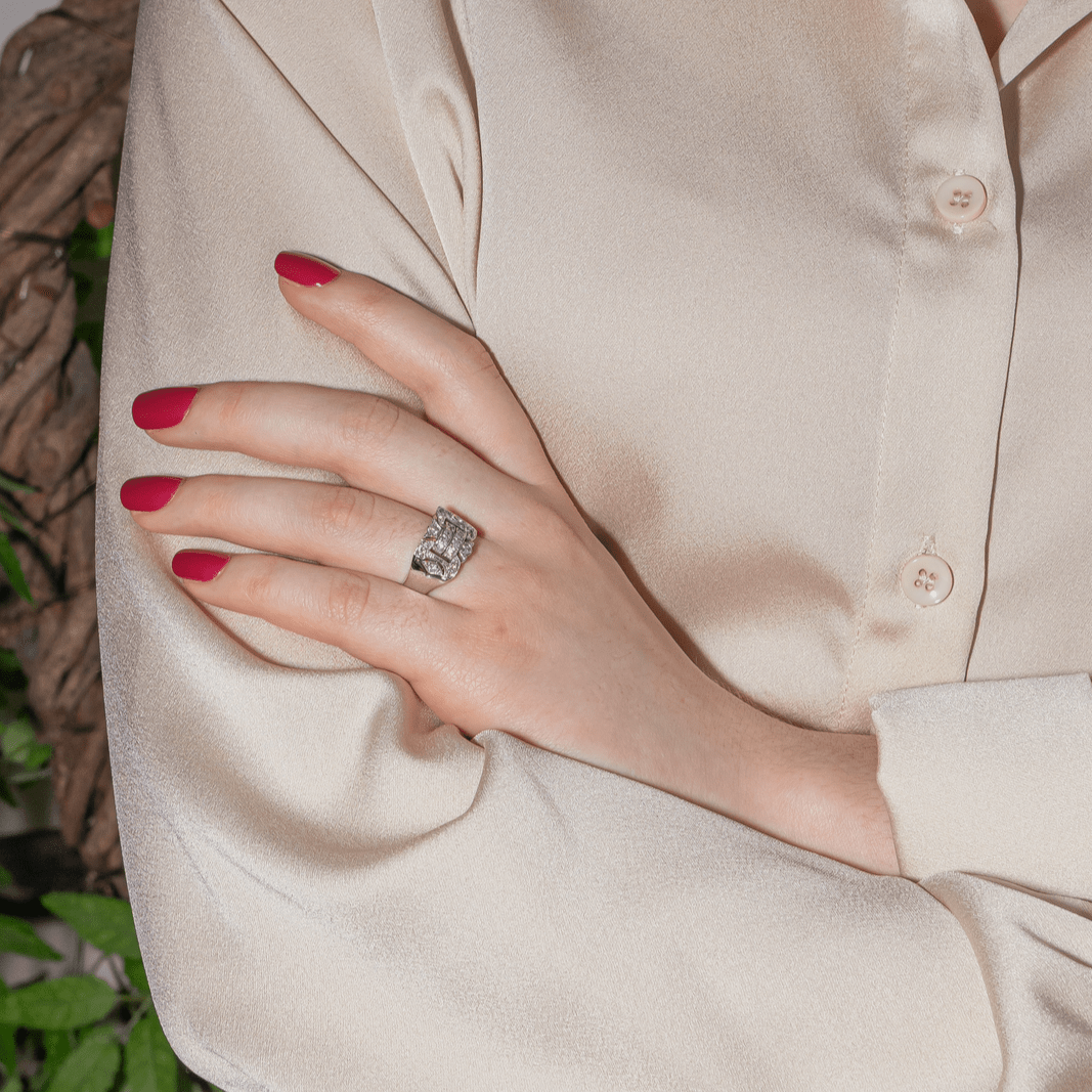 Bague Tank en or blanc et diamants - Castafiore