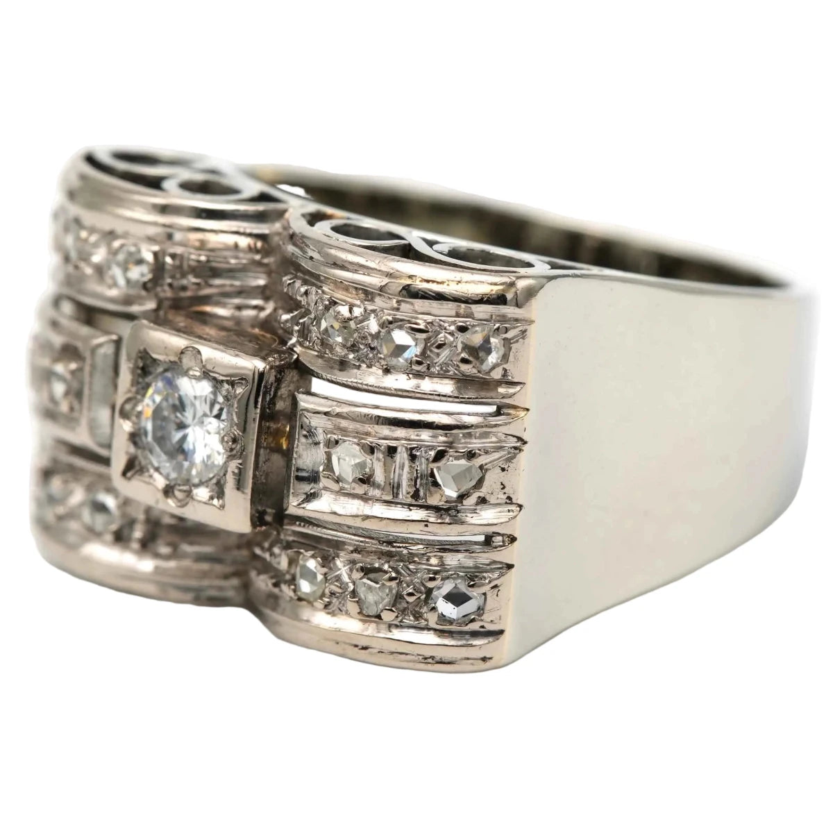 Bague Tank en or blanc et diamants - Castafiore