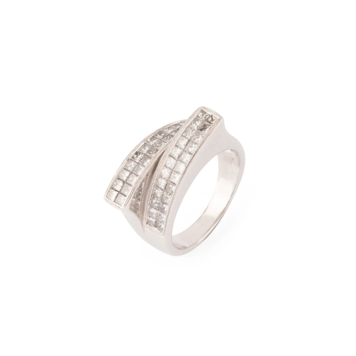 Bague Tank en or blanc et diamants - Castafiore