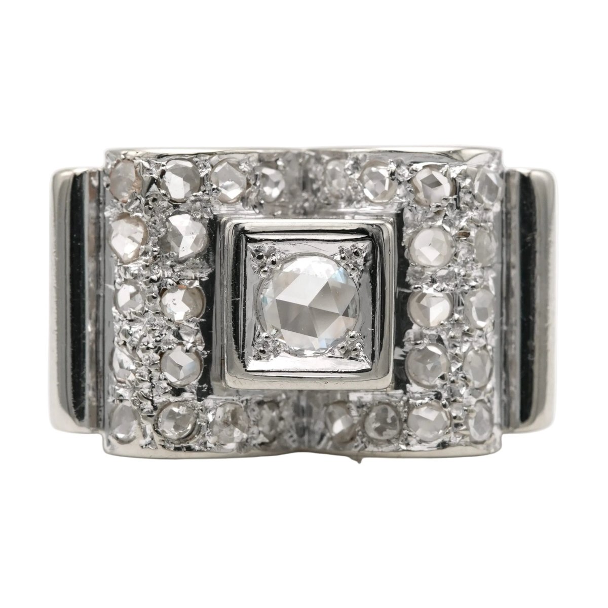 Bague Tank en or blanc et diamants - Castafiore