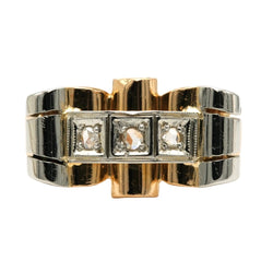 Bague Tank en or blanc, or jaune et diamants - Castafiore