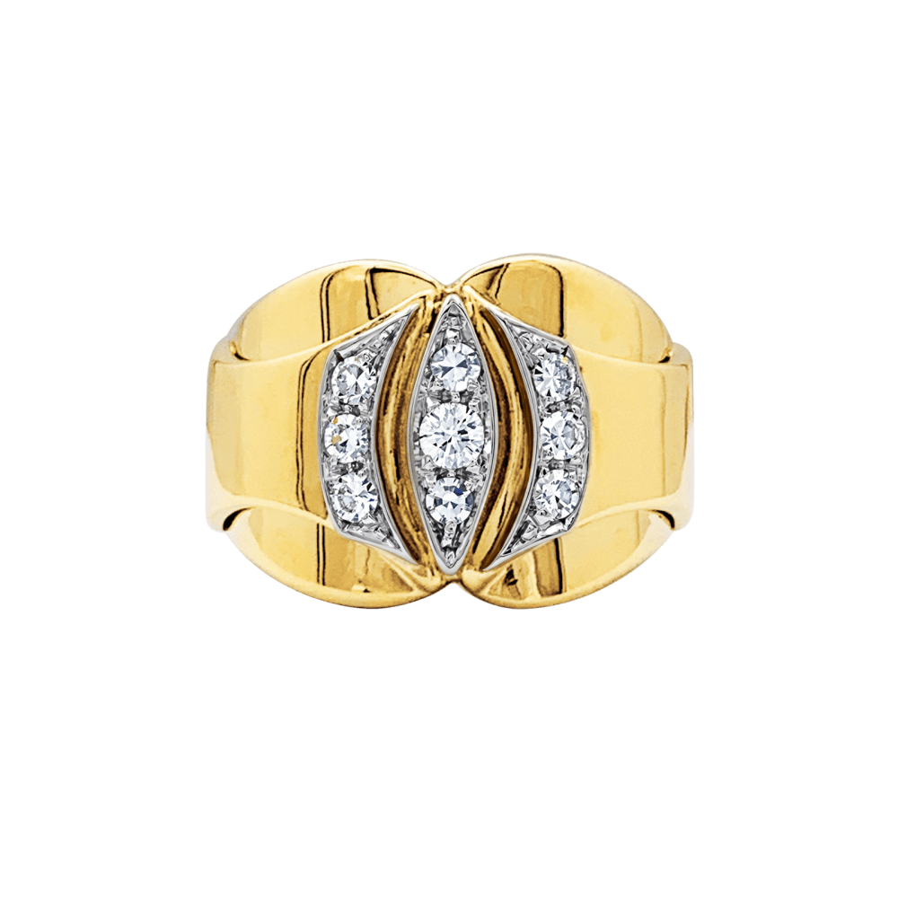 Ring vintage, two-tone gold and diamonds.
