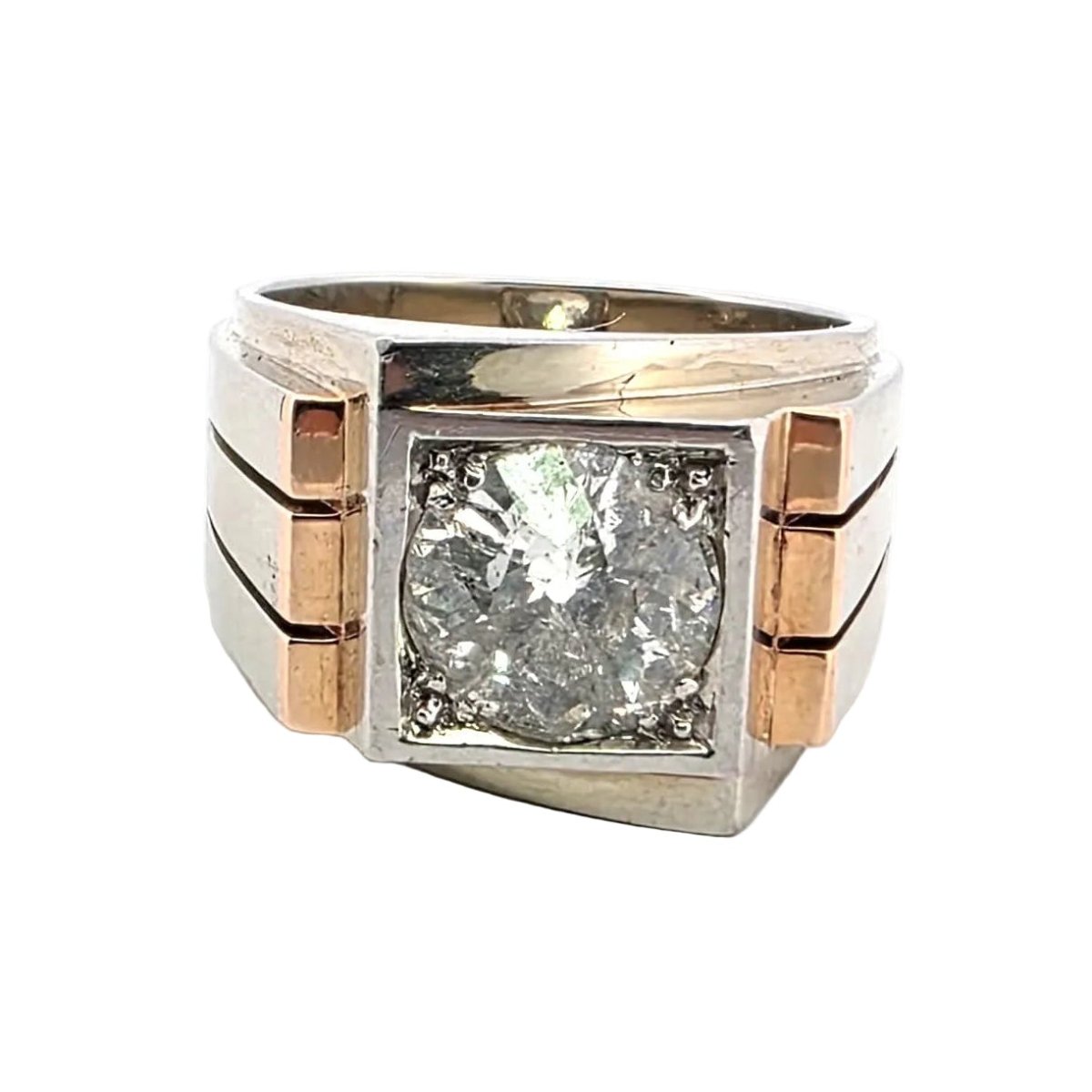 Bague Tank en or blanc, or jaune et diamants - Castafiore