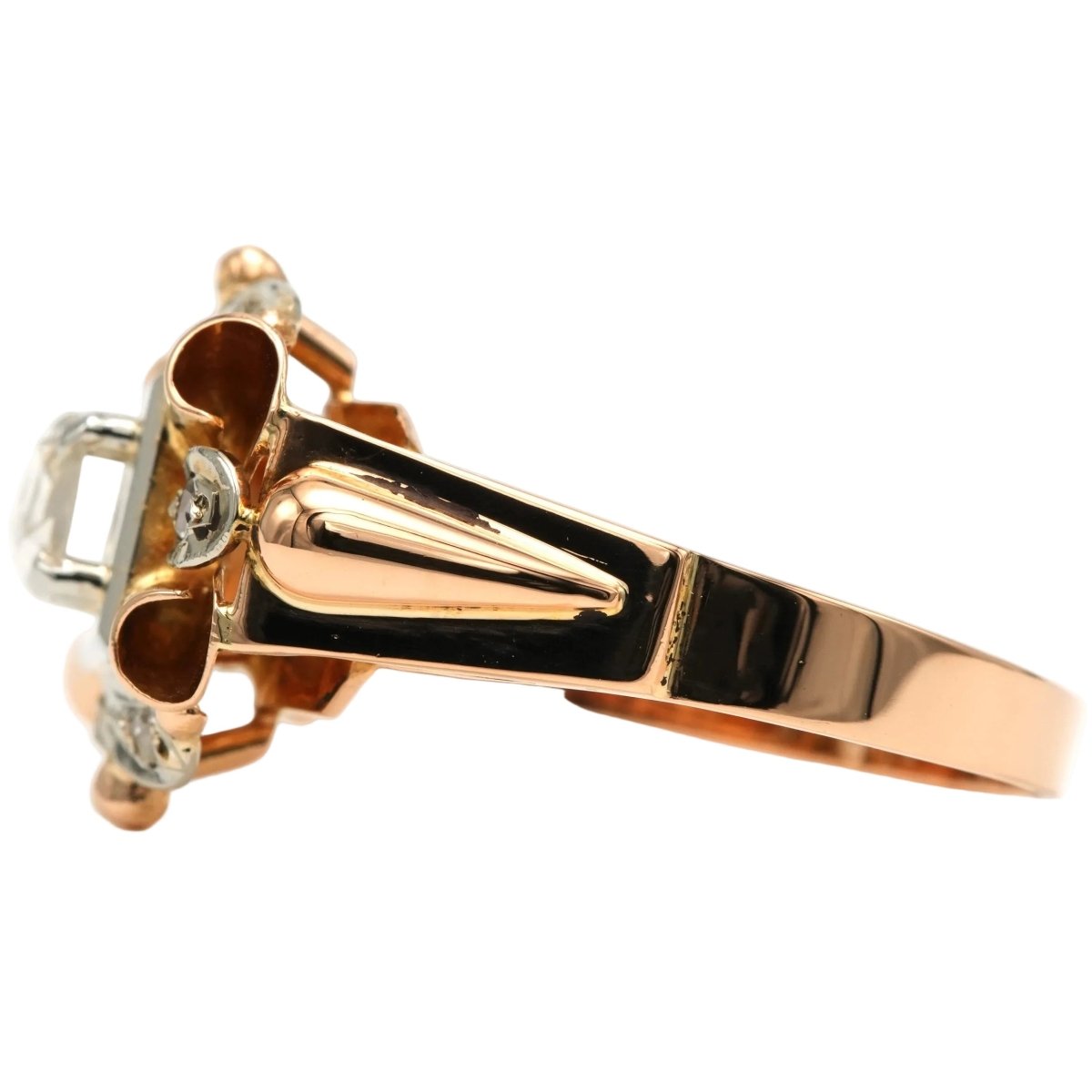 Bague Tank en or blanc, or jaune et diamants - Castafiore