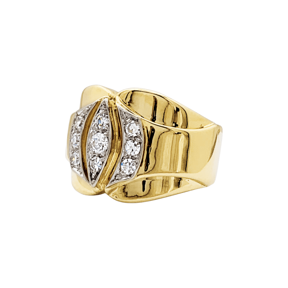 Ring vintage, two-tone gold and diamonds.