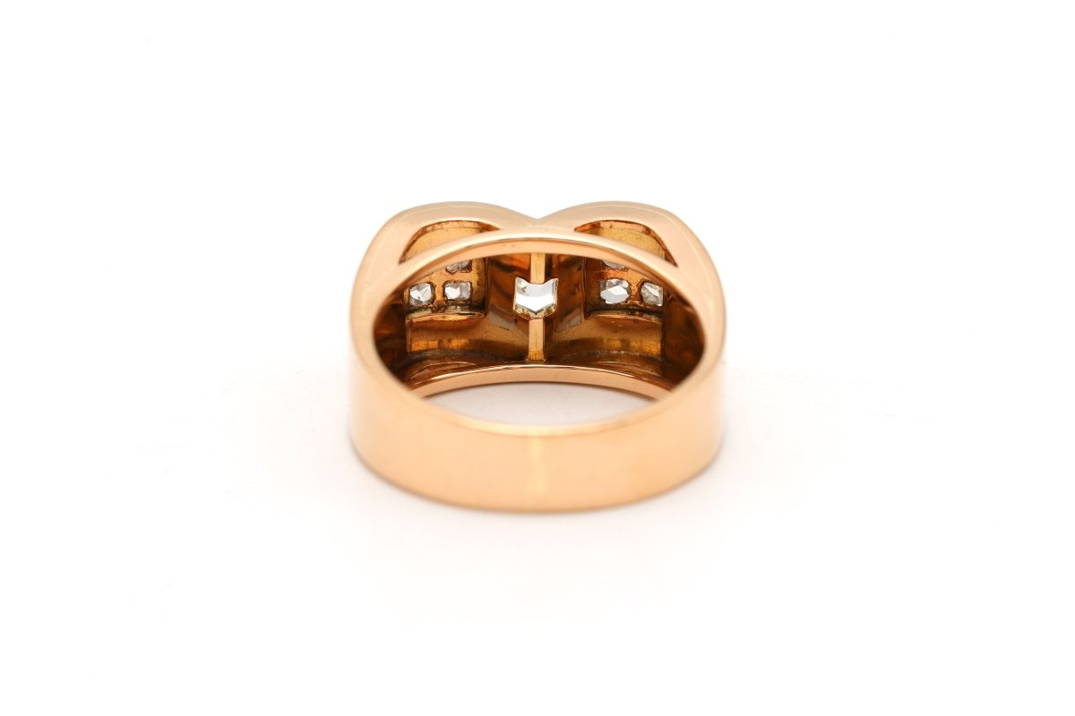 Bague Tank en or blanc, or jaune et diamants - Castafiore