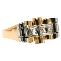Bague Tank en or blanc, or jaune et diamants - Castafiore