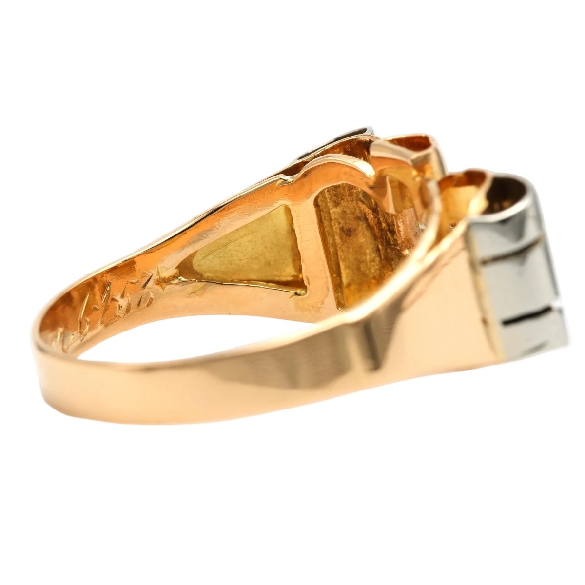 Bague Tank en or blanc, or jaune et diamants - Castafiore