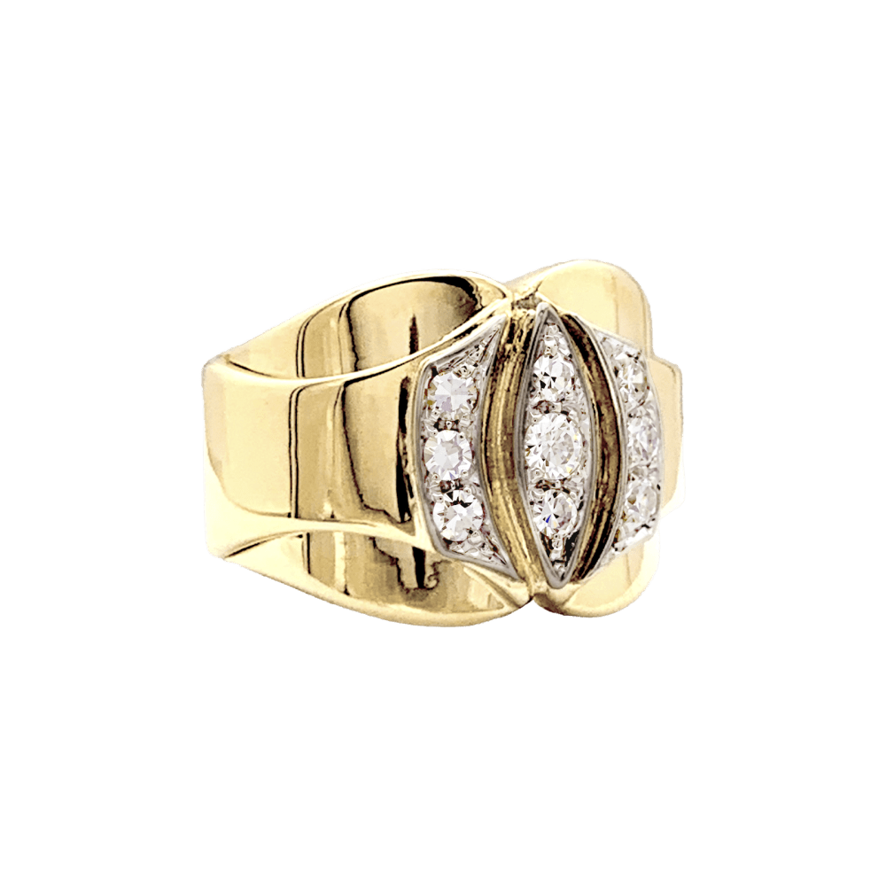 Ring vintage, two-tone gold and diamonds.
