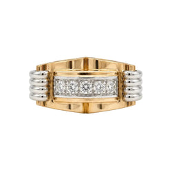 Bague Tank en or blanc, or rose et diamants - Castafiore