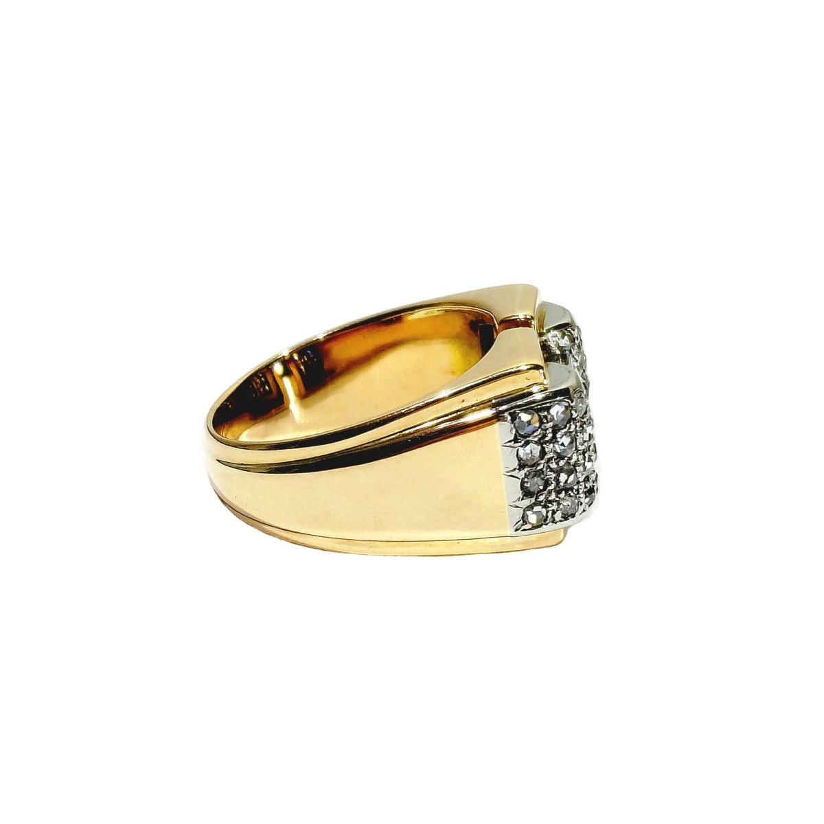 Bague Tank en or blanc, or rose et diamants - Castafiore