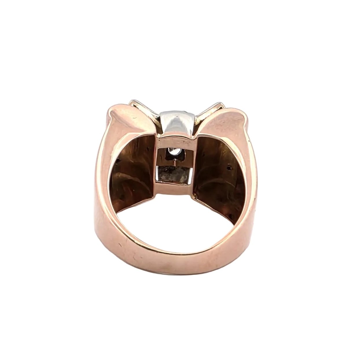 Bague Tank en or blanc, or rose et diamants - Castafiore