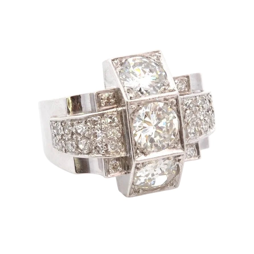 Bague Tank en or blanc, platine et diamants - Castafiore