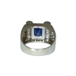 Bague Tank en or blanc, platine, saphir et diamants - Castafiore