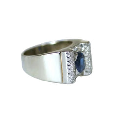 Bague Tank en or blanc, platine, saphir et diamants - Castafiore