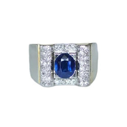 Bague Tank en or blanc, platine, saphir et diamants - Castafiore
