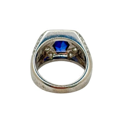 Bague Tank en or blanc, saphir et diamants - Castafiore