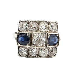 Bague Tank en or blanc, saphirs et diamants - Castafiore