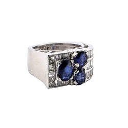 Bague Tank en or blanc, saphirs et diamants - Castafiore