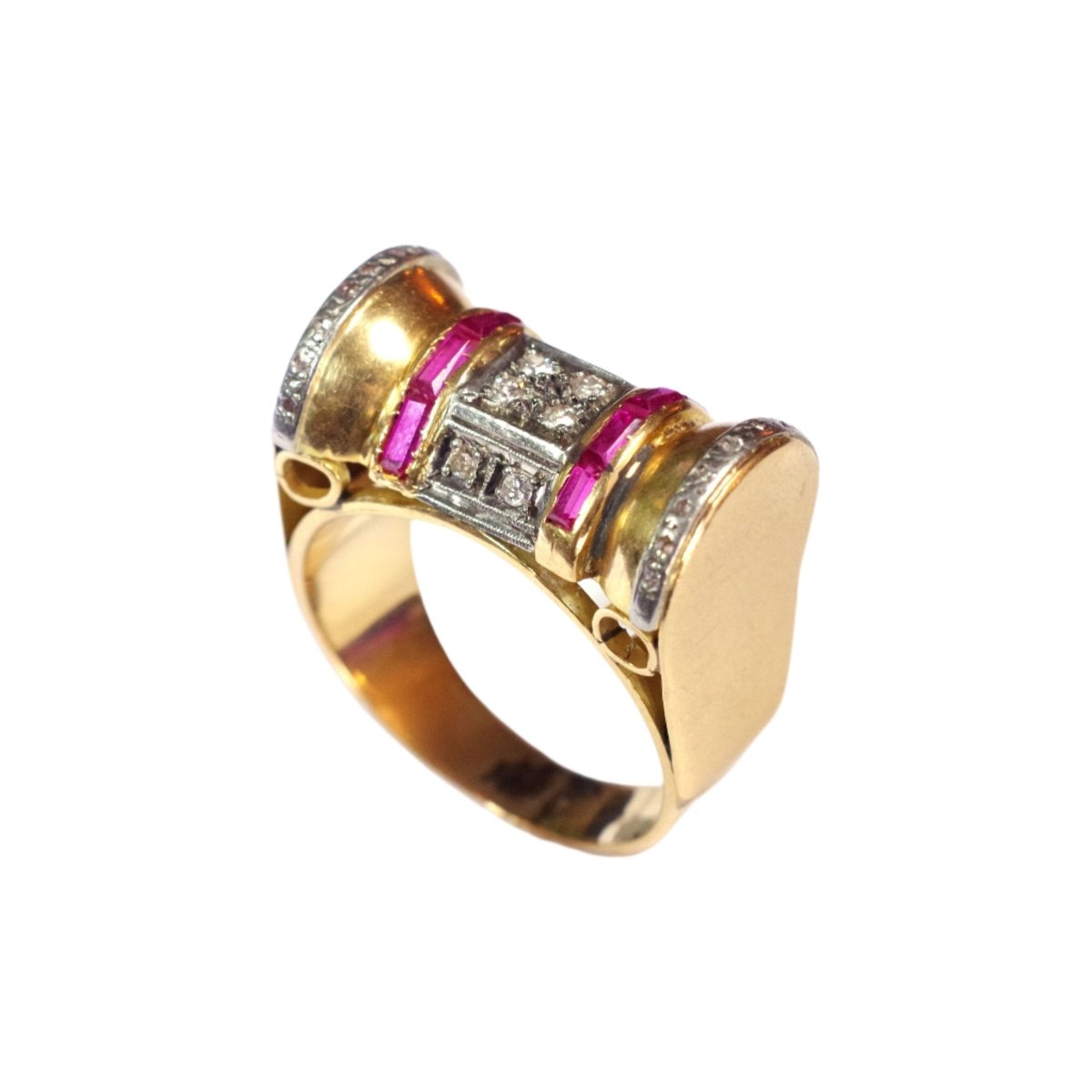 Bague Tank en or et rubis - Castafiore