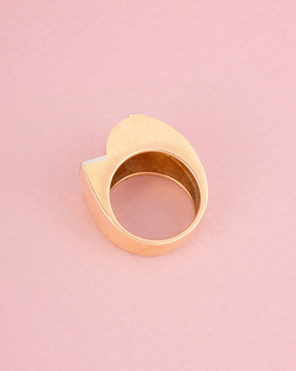 Bague tank en or jaune 18 carats et diamants - Castafiore