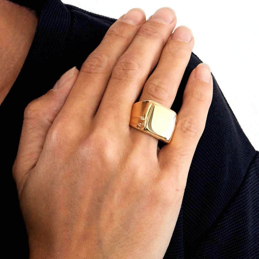 Bague Tank en or jaune - Castafiore