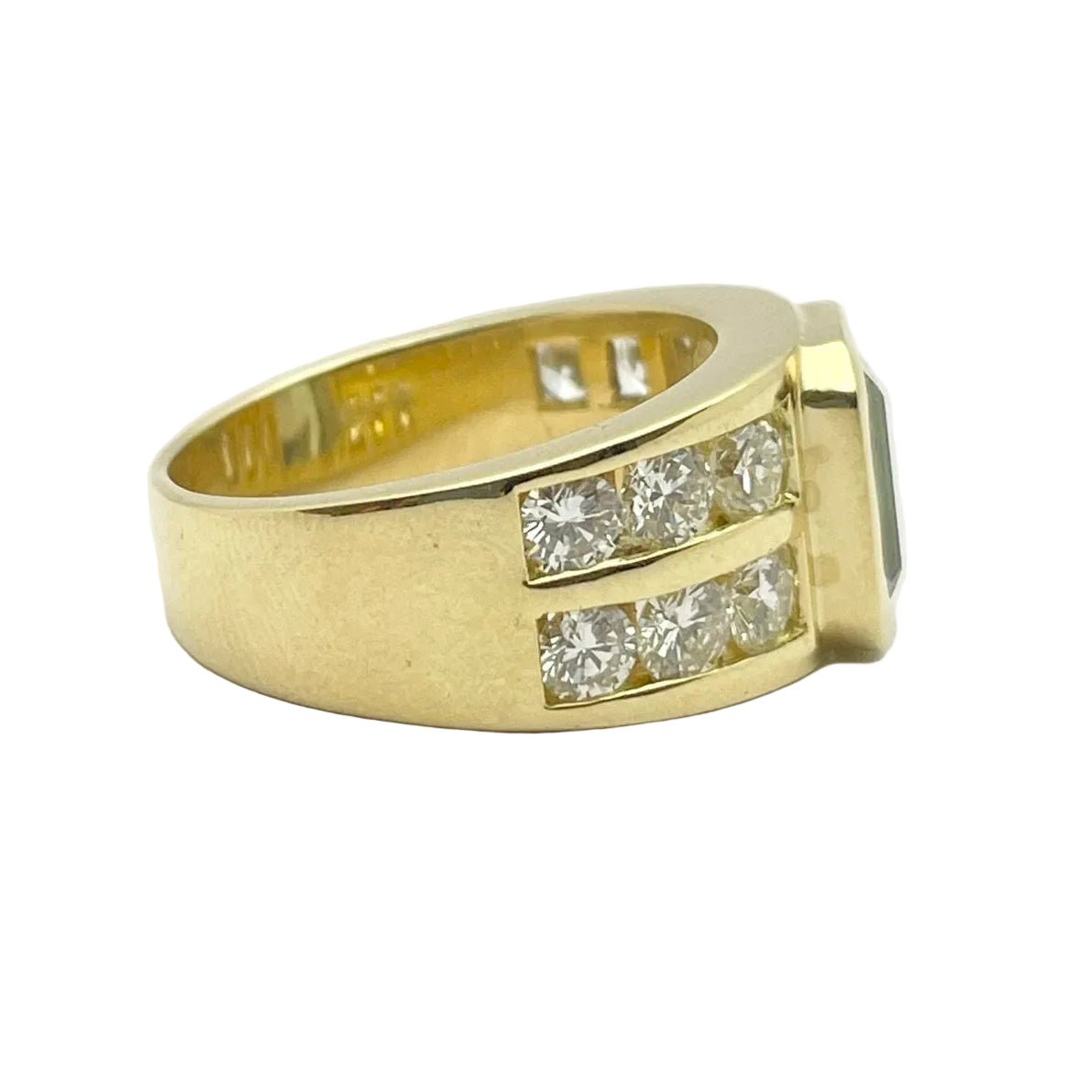 Bague Tank en or jaune, aigue - marine et diamants - Castafiore
