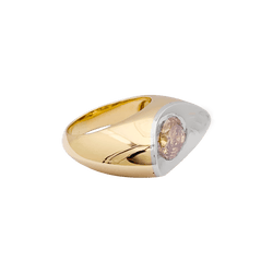Bague Tank en or jaune, blanc et diamant brun - Castafiore