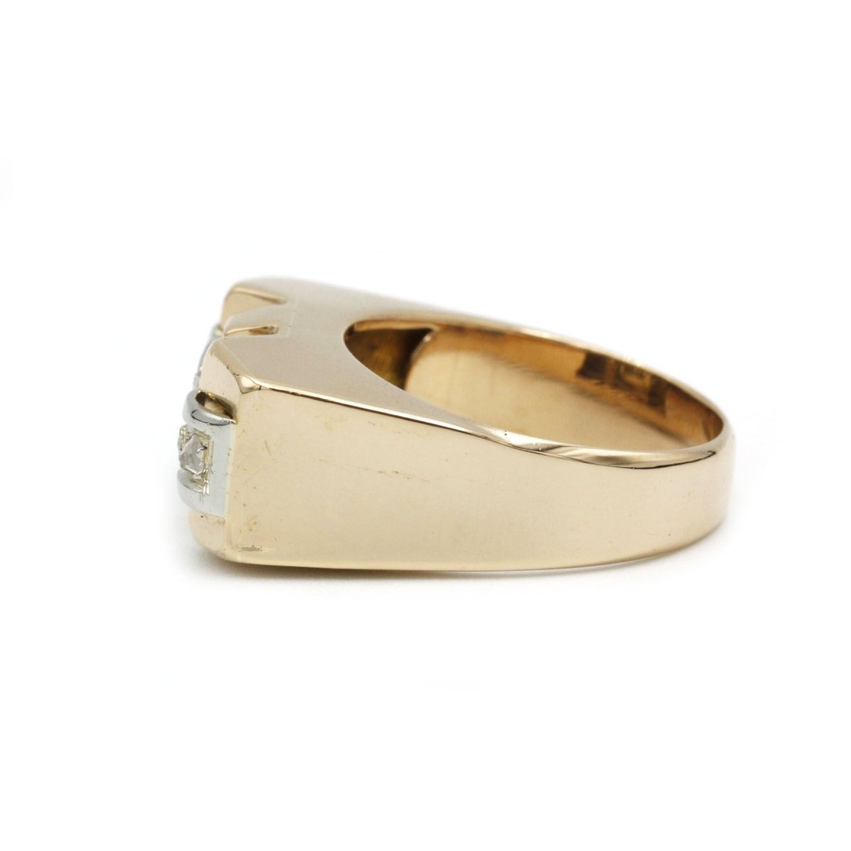 Bague Tank en or jaune, blanc et diamants - Castafiore