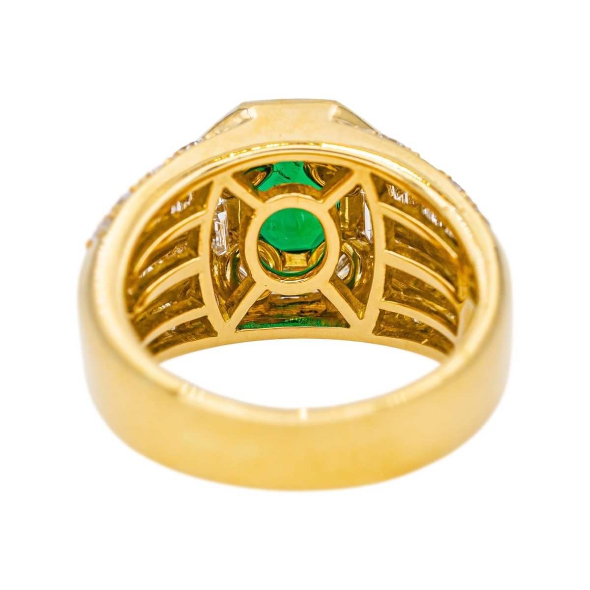Bague Tank en or jaune, émeraude et diamants - Castafiore