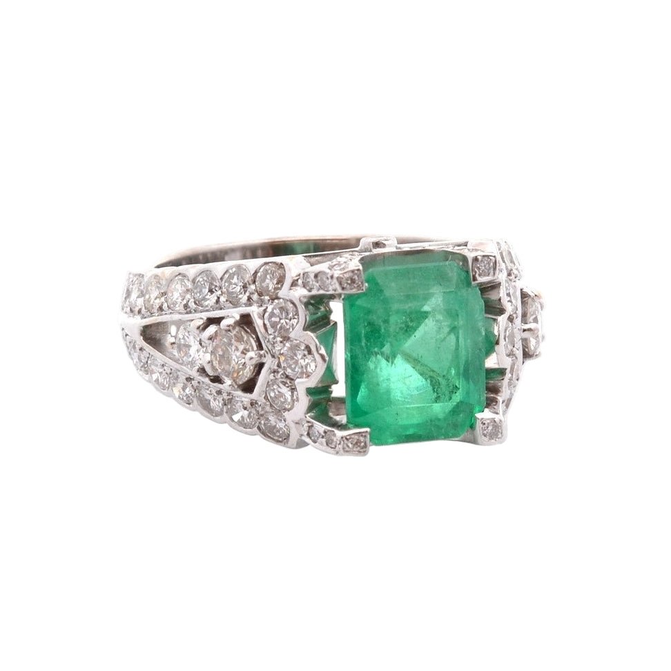 Bague Tank en or jaune, émeraude et diamants - Castafiore