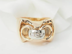 Bague Tank en or jaune et blanc et diamants - Castafiore