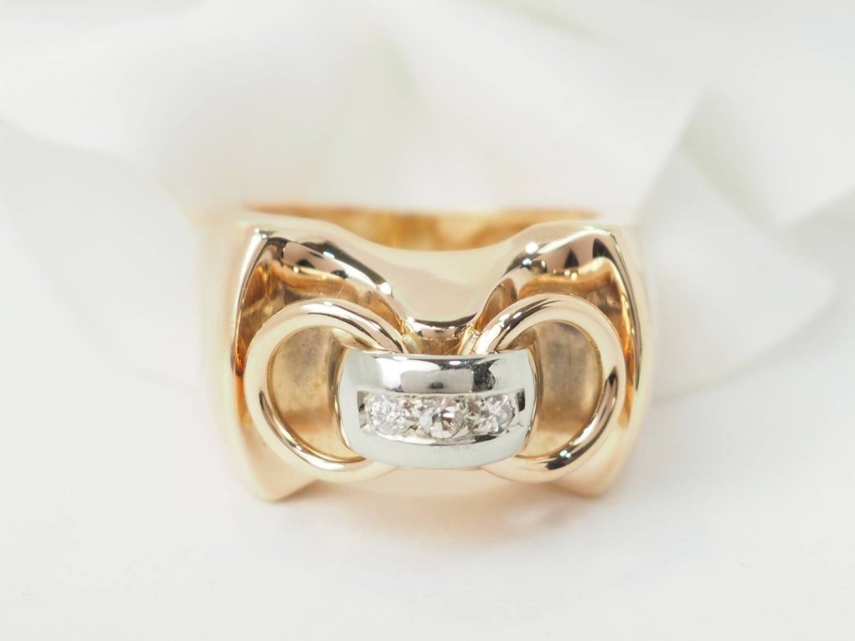 Bague Tank en or jaune et blanc et diamants - Castafiore