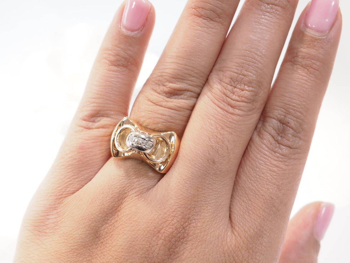 Bague Tank en or jaune et blanc et diamants - Castafiore