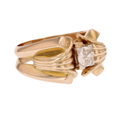 Bague Tank en or jaune et diamant - Castafiore