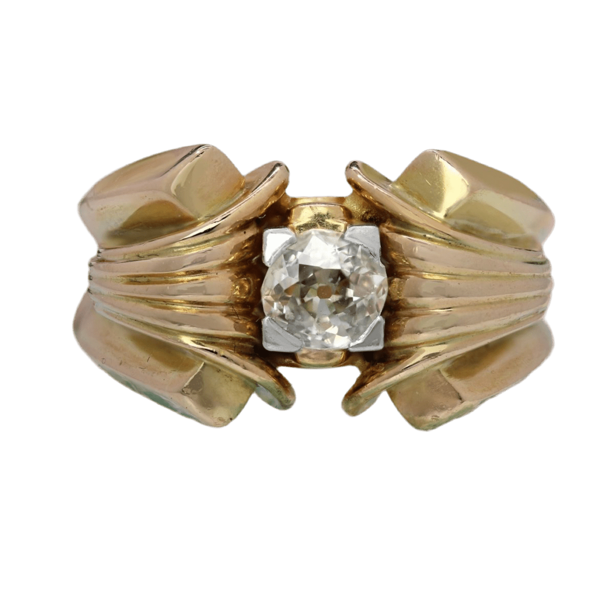 Bague Tank en or jaune et diamant - Castafiore