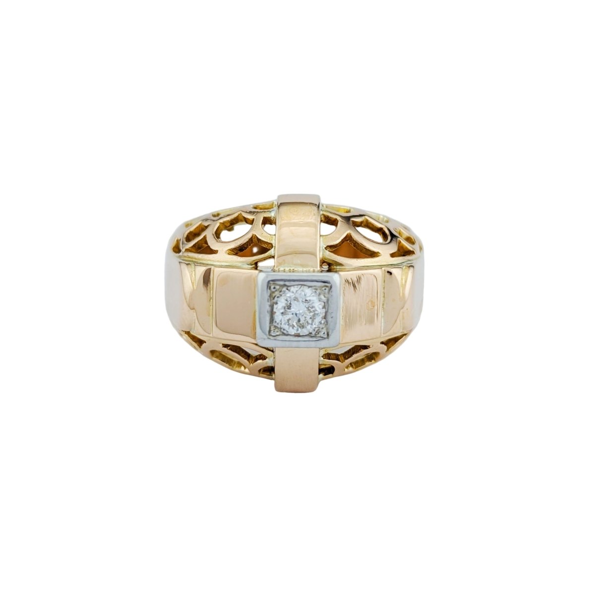 Bague Tank en or jaune et diamant - Castafiore