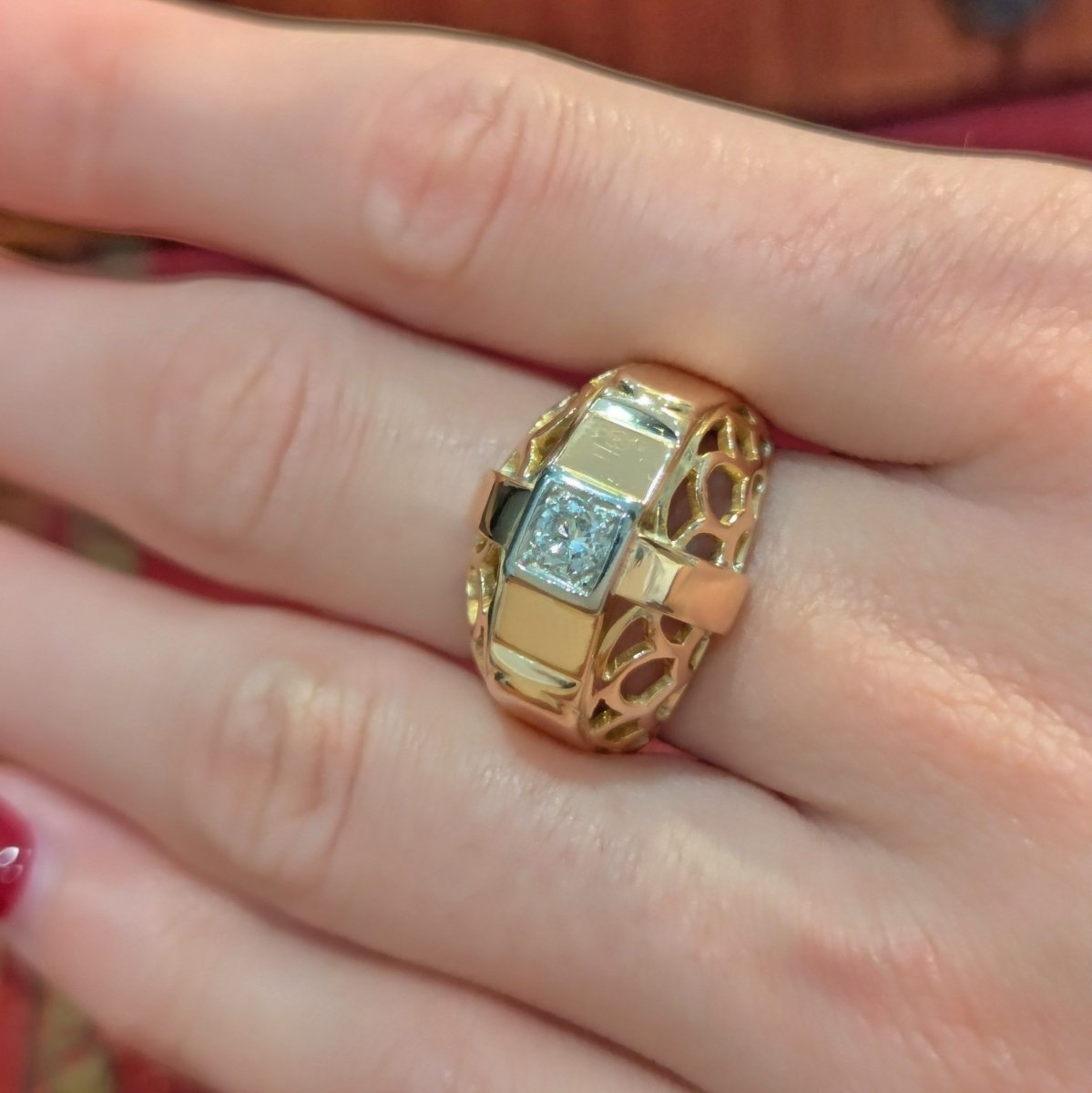 Bague Tank en or jaune et diamant - Castafiore