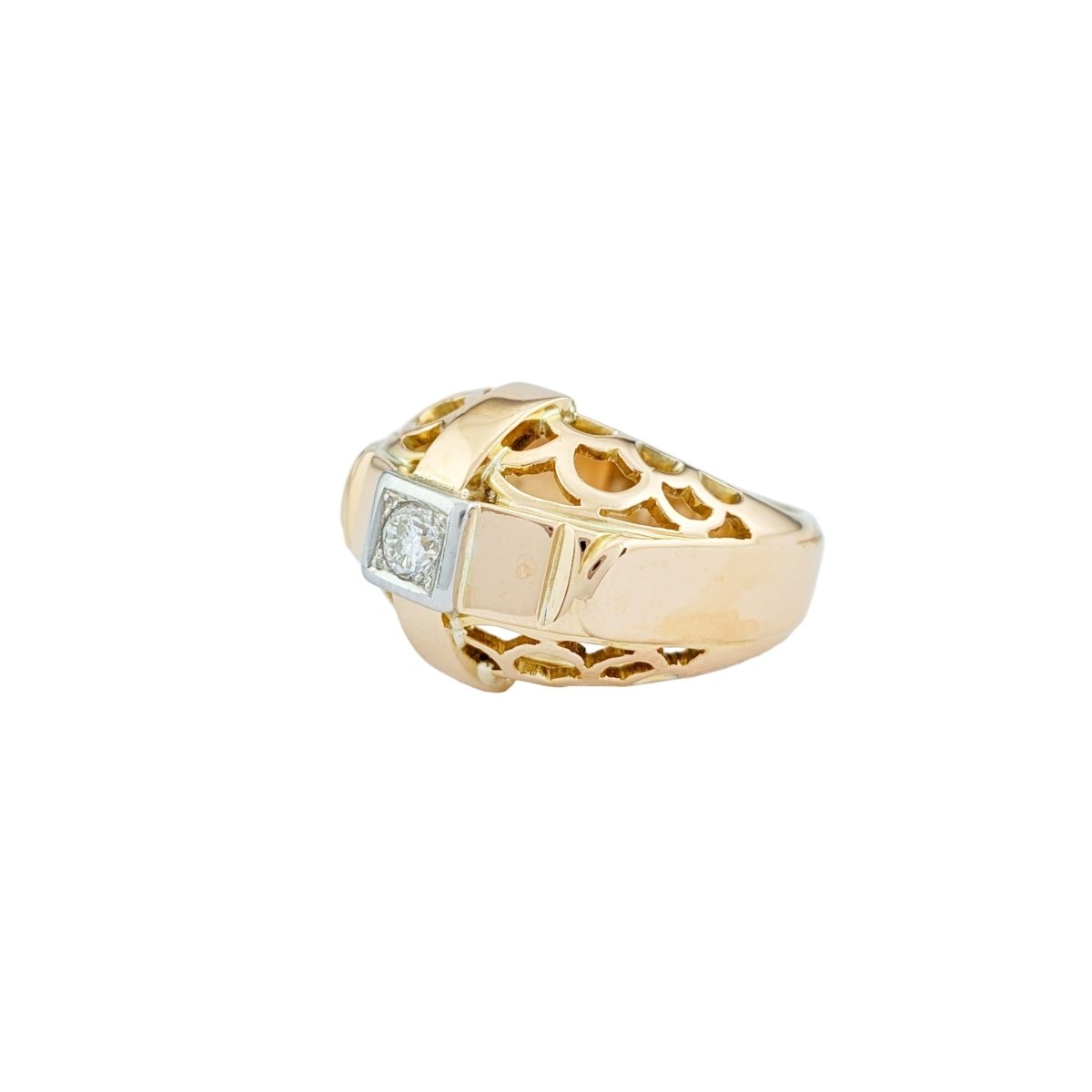Bague Tank en or jaune et diamant - Castafiore