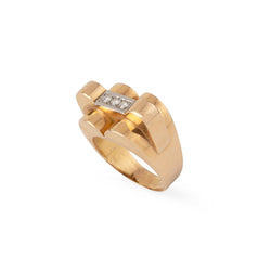 Bague Tank en or jaune et diamants - Castafiore
