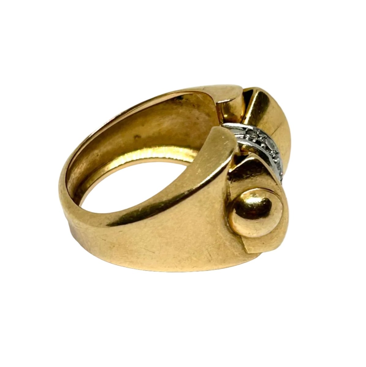 Bague Tank en or jaune et diamants - Castafiore