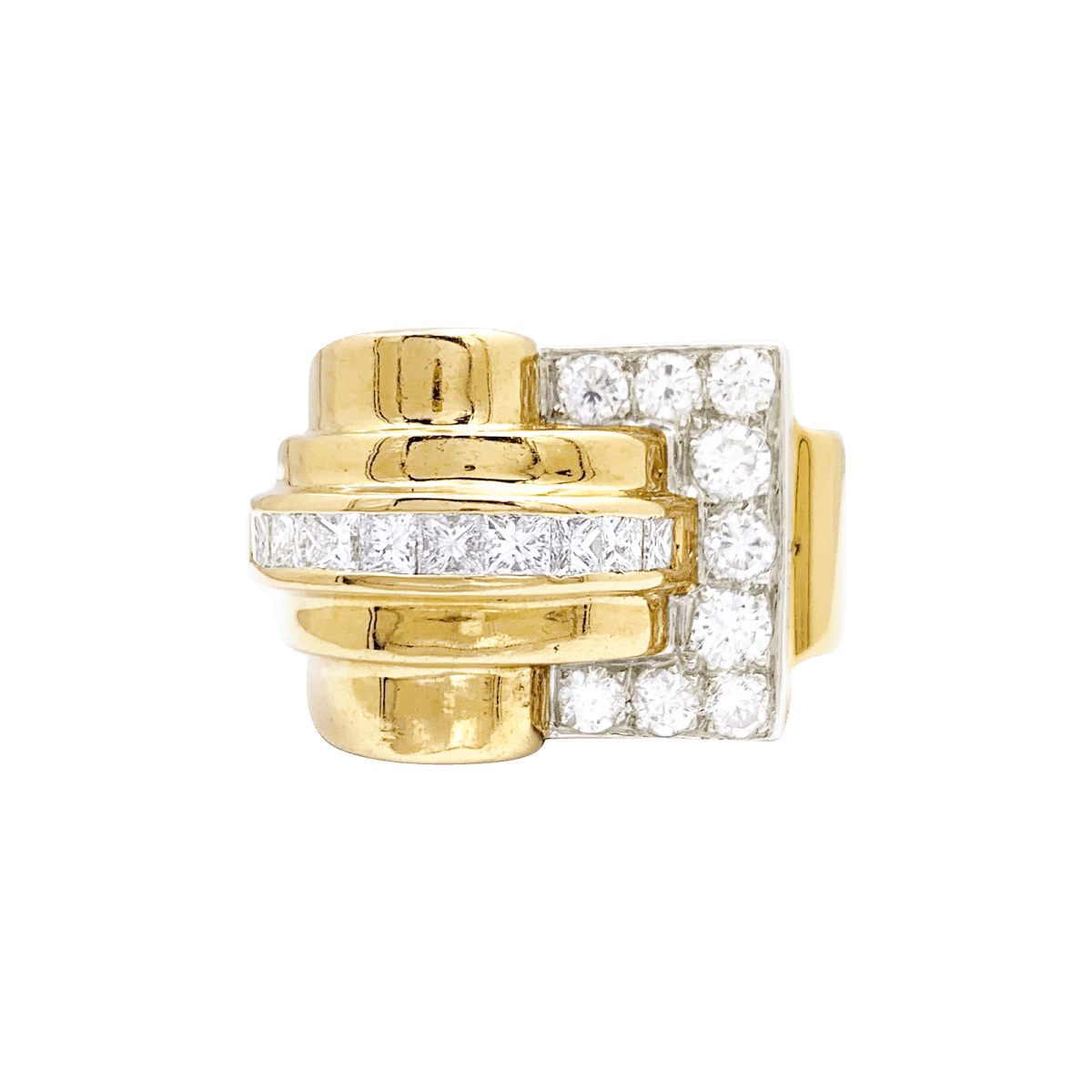 Bague Tank en or jaune et diamants - Castafiore