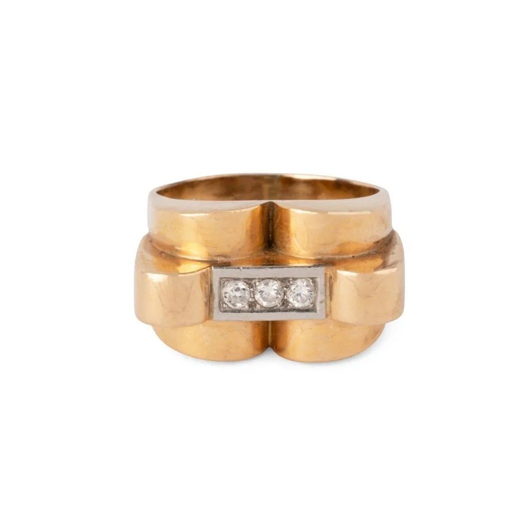 Bague Tank en or jaune et diamants - Castafiore