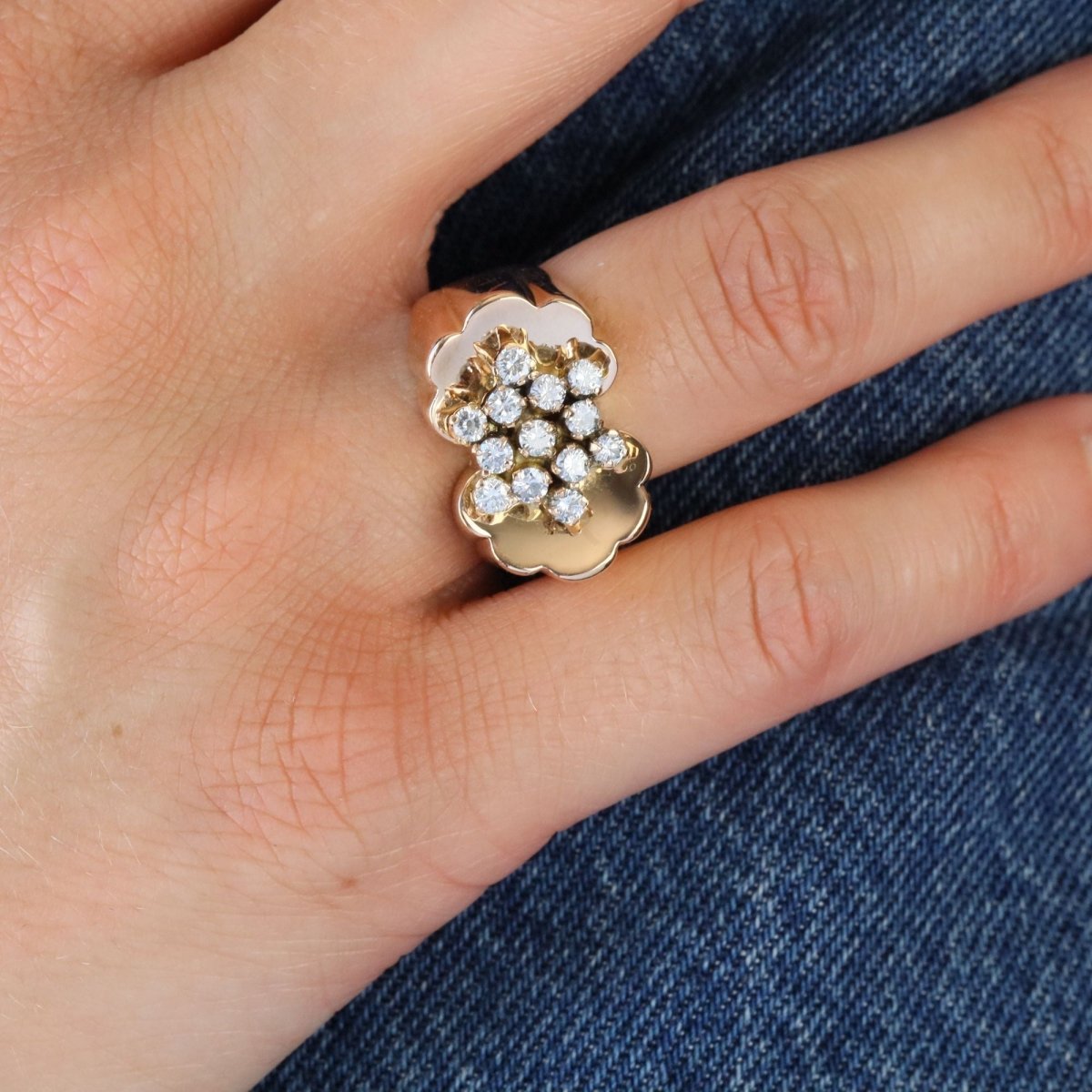 Bague Tank en or jaune et diamants - Castafiore