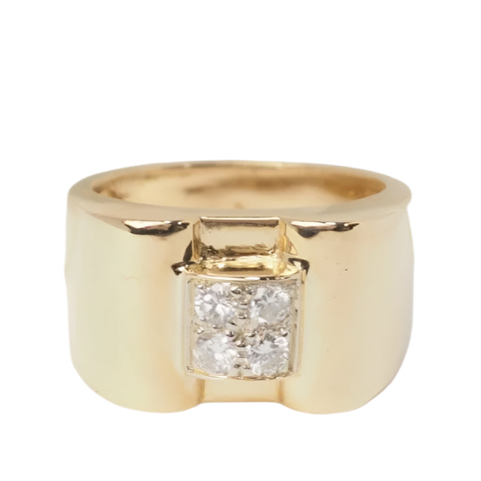 Bague Tank en or jaune et diamants - Castafiore