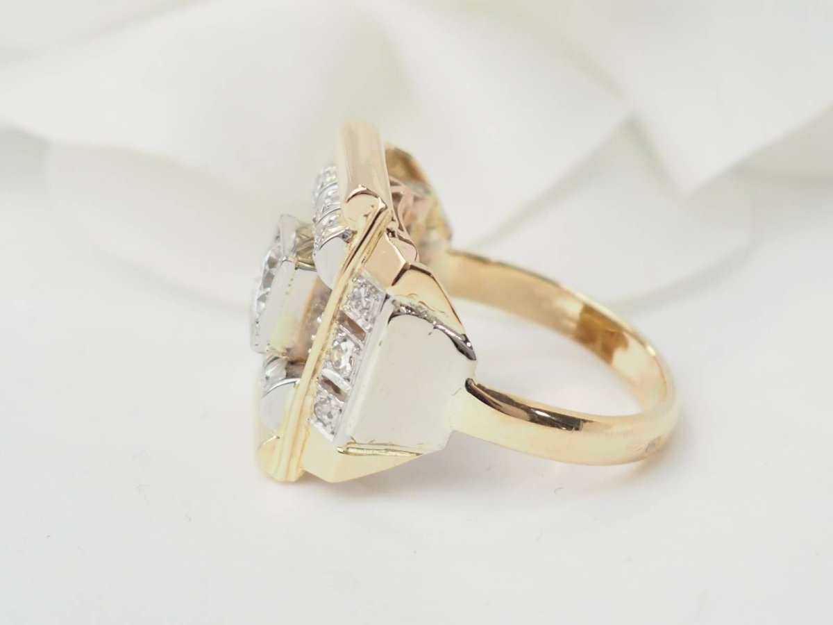 Bague Tank en or jaune et diamants - Castafiore