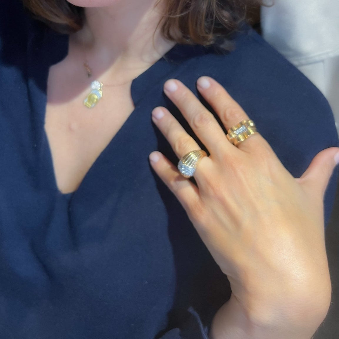 Bague Tank en or jaune et diamants - Castafiore