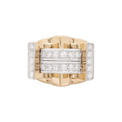 Bague Tank en or jaune et diamants - Castafiore