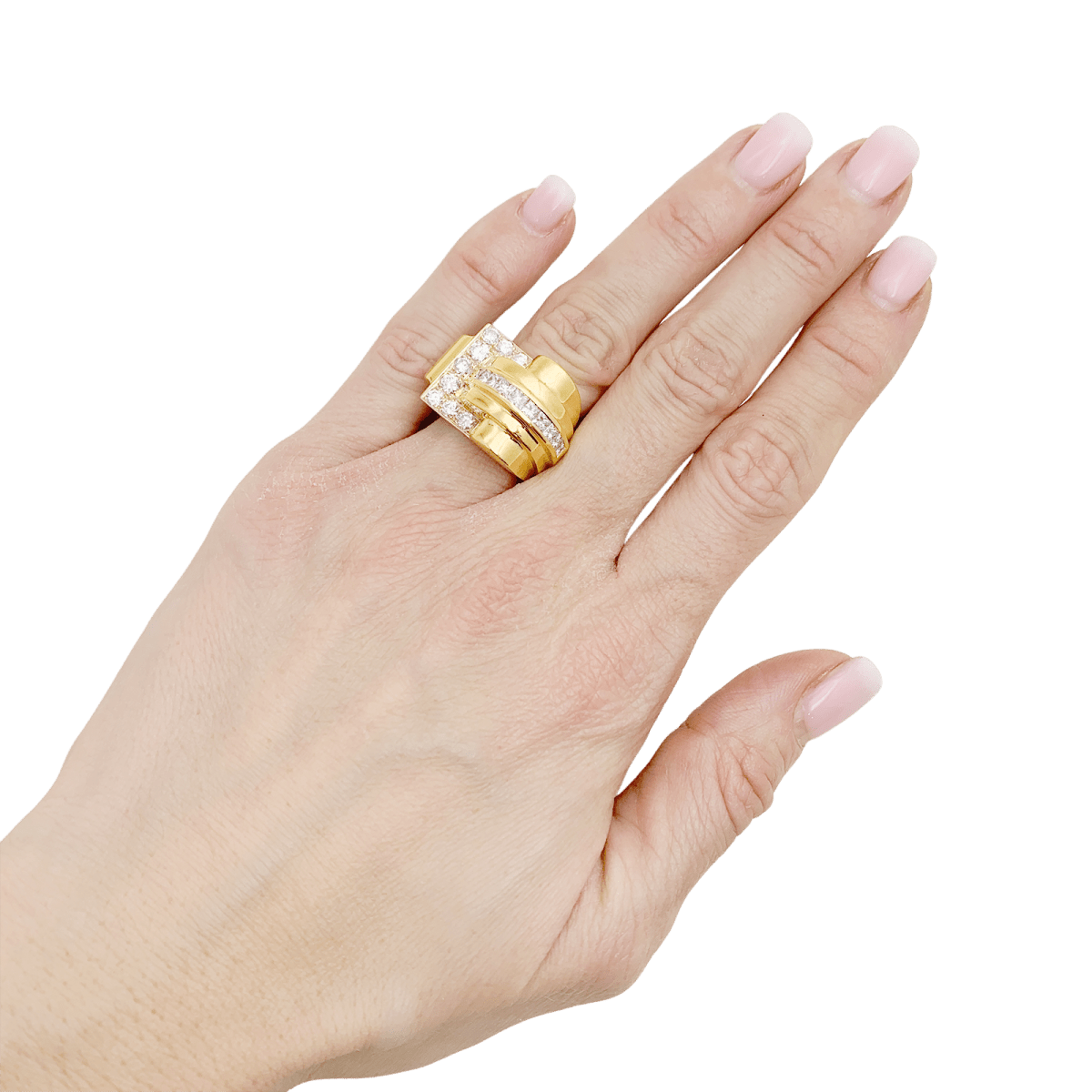 Bague Tank en or jaune et diamants - Castafiore